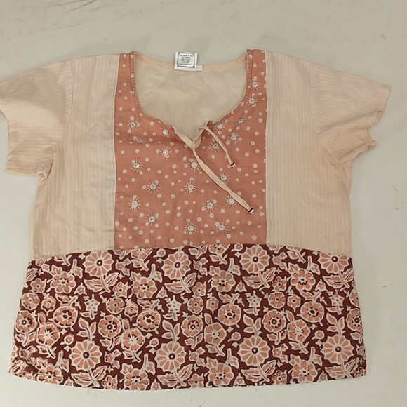 Indian Block Print Market Place Summer Top Blush M - Picture 10 of 10